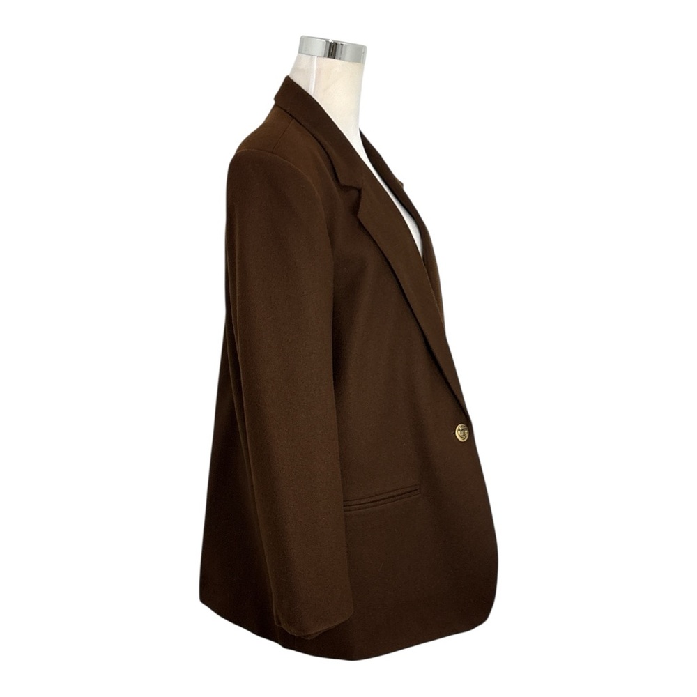 Vintage Sag Harbor Women's 14 Brown 100% Pure Wool Jacket Blazer Lined - Picture 3 of 6